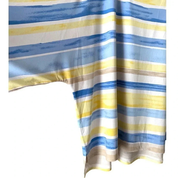 HEART OF PALM | Stripped Stretch Beach Top with Slit Dolman 3/4 Sleeves Size PXL - Picture 4 of 5